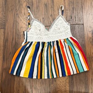 SHEIN Curve Multicolor Lace Trim Top